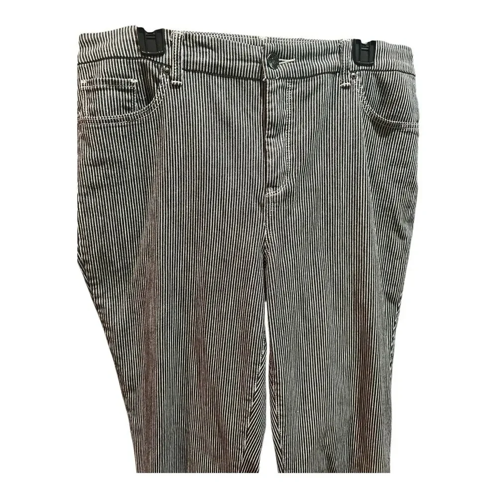 Chico’s So Slimming Jeans Women Sz 2.5 (14) Pinstriped Girlfriend Stretch Pants - Picture 2 of 7